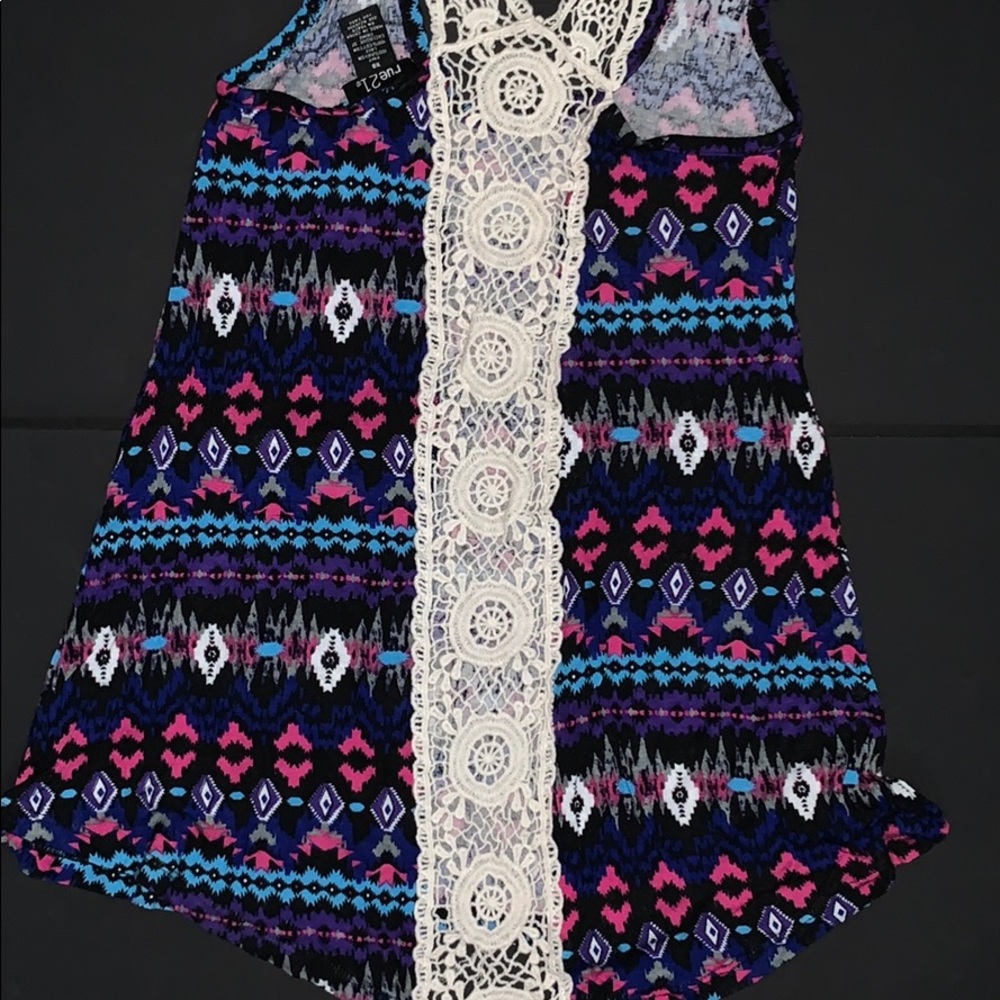 Colorful tank top with lace racer back